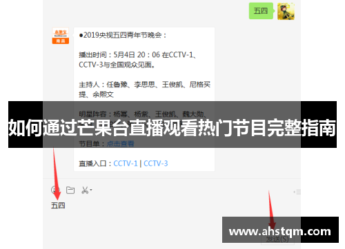 如何通过芒果台直播观看热门节目完整指南
